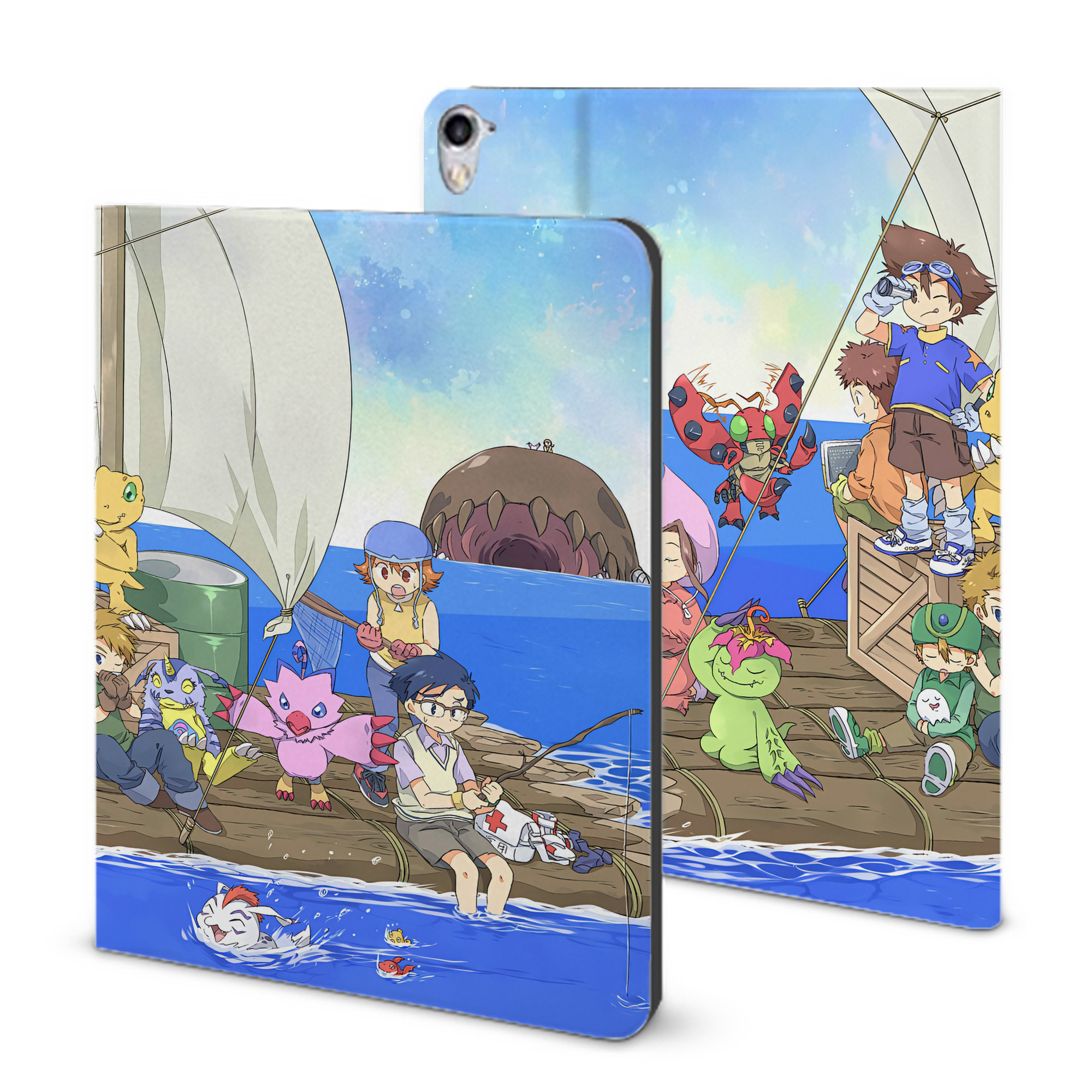 （画像用） Digimon デジタルモンスター/デジモン IPad ケース ブック型 PUレザー TPU 耐衝撃 軽量 薄型 ペン収納なし 全面保護 IPad 各モデル対応